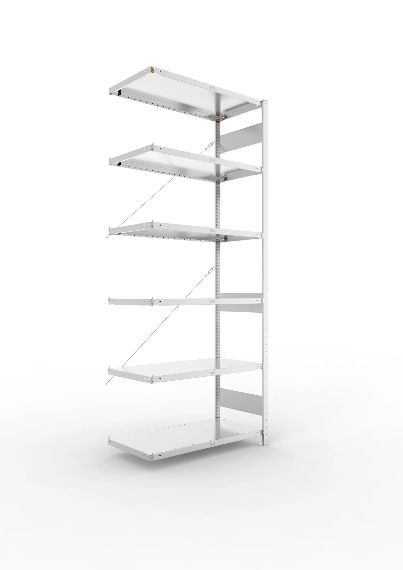 META CLIP | Fachbodenregal | Anbauregal | 2500 x 1000 x 500 mm | Fachlast 230 kg | 5+1 Ebenen | verzinkt