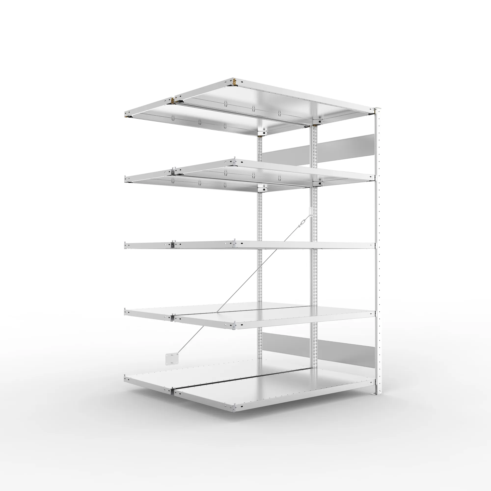 META CLIP S3 | Fachbodenregal | Doppel-Anbauregal | 2000 x 1300 x 600 mm | Fachlast 150 kg | 4+1 Ebenen | verzinkt