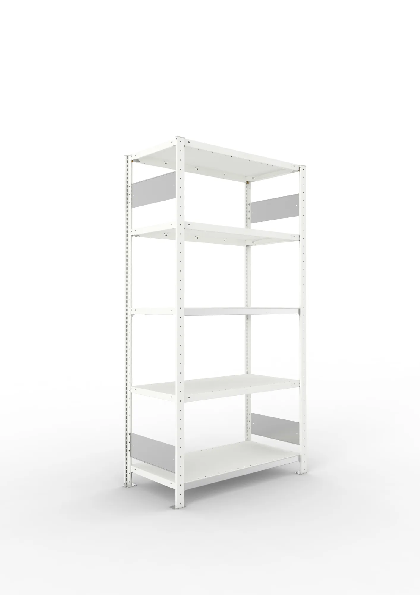 META CLIP S3 | Fachbodenregal | Grundregal | 2000 x 1000 x 500 mm | Fachlast 150 kg | 4+1 Ebenen | Längsriegel | RAL 7035