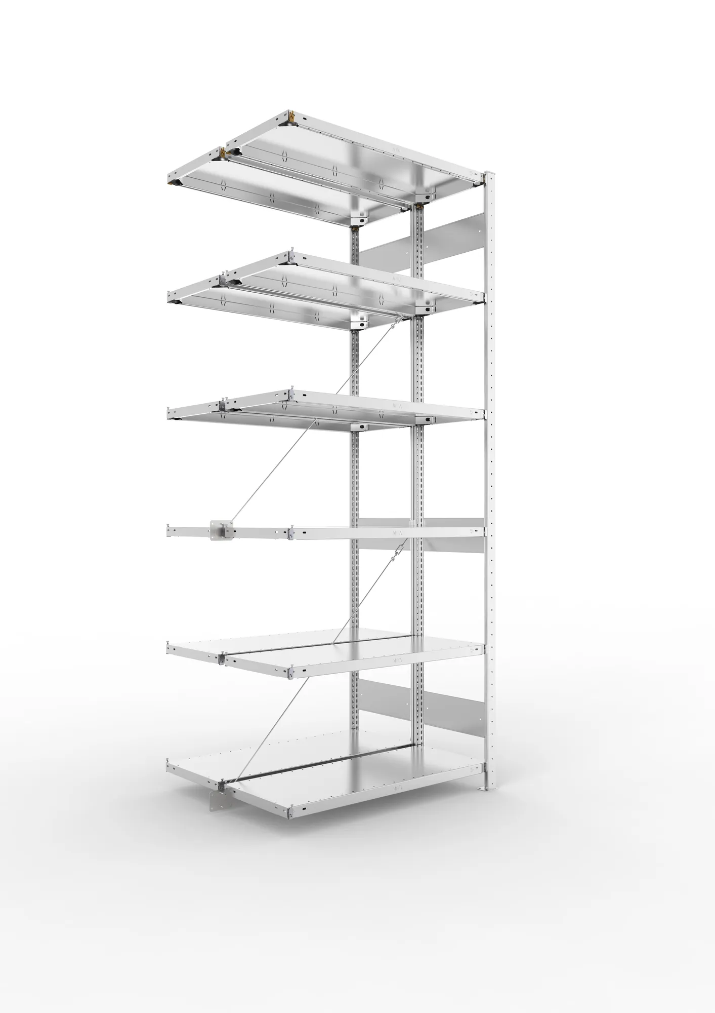 META CLIP | Fachbodenregal | Doppel-Anbauregal | 2500 x 1000 x 400 mm | Fachlast 150 kg | 5+1 Ebenen | verzinkt