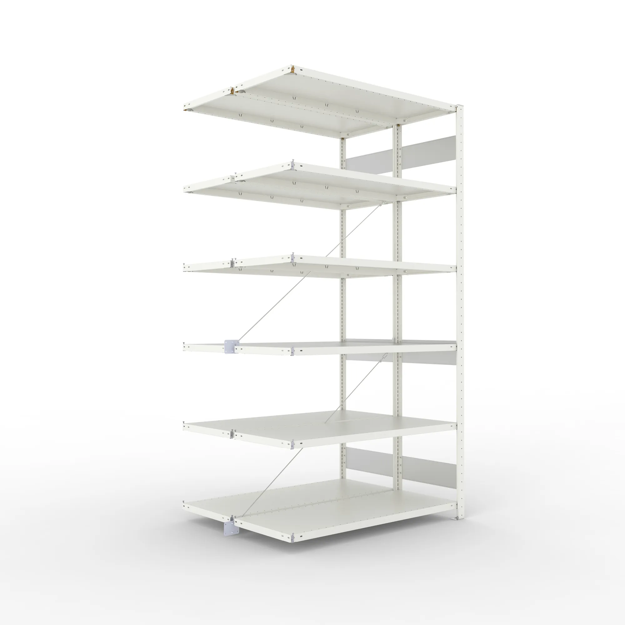 META CLIP S3 | Fachbodenregal | Doppel-Anbauregal | 2500 x 1300 x 500 mm | Fachlast 150 kg | 5+1 Ebenen | RAL 7035