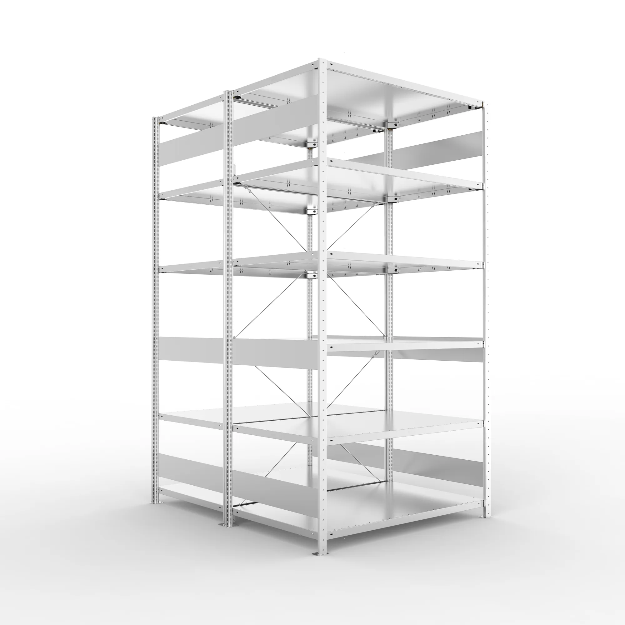 META CLIP S3 | Fachbodenregal | Doppel-Grundregal | 2500 x 1300 x 800 mm | Fachlast 230 kg | 5+1 Ebenen | verzinkt
