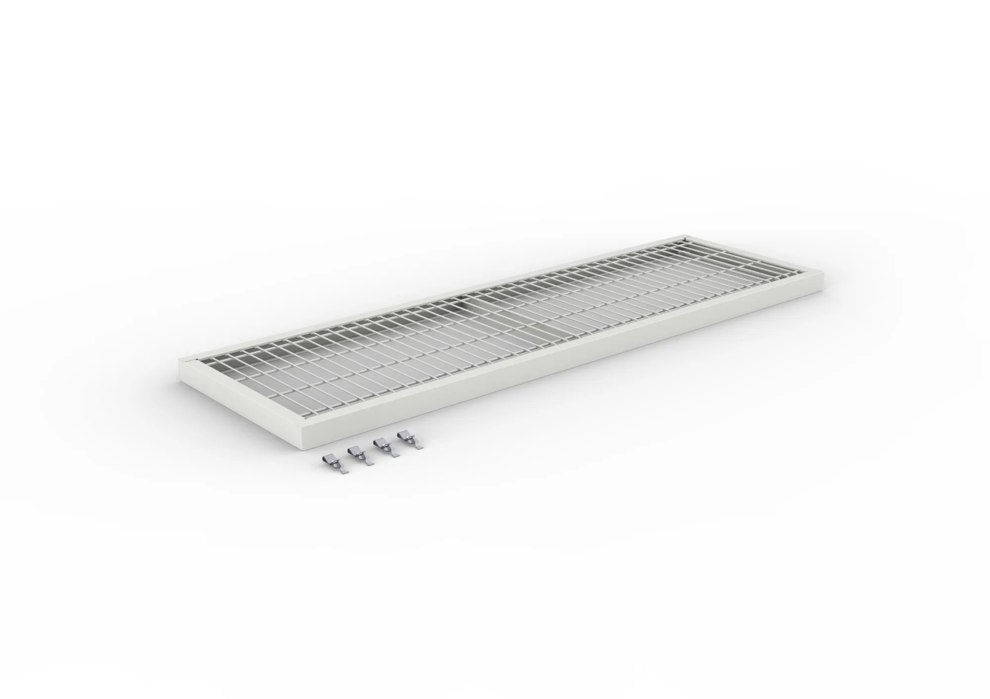 Additional mesh shelf 150 1300 x 400 galv. cpl. incl. 4 mesh shelf clips