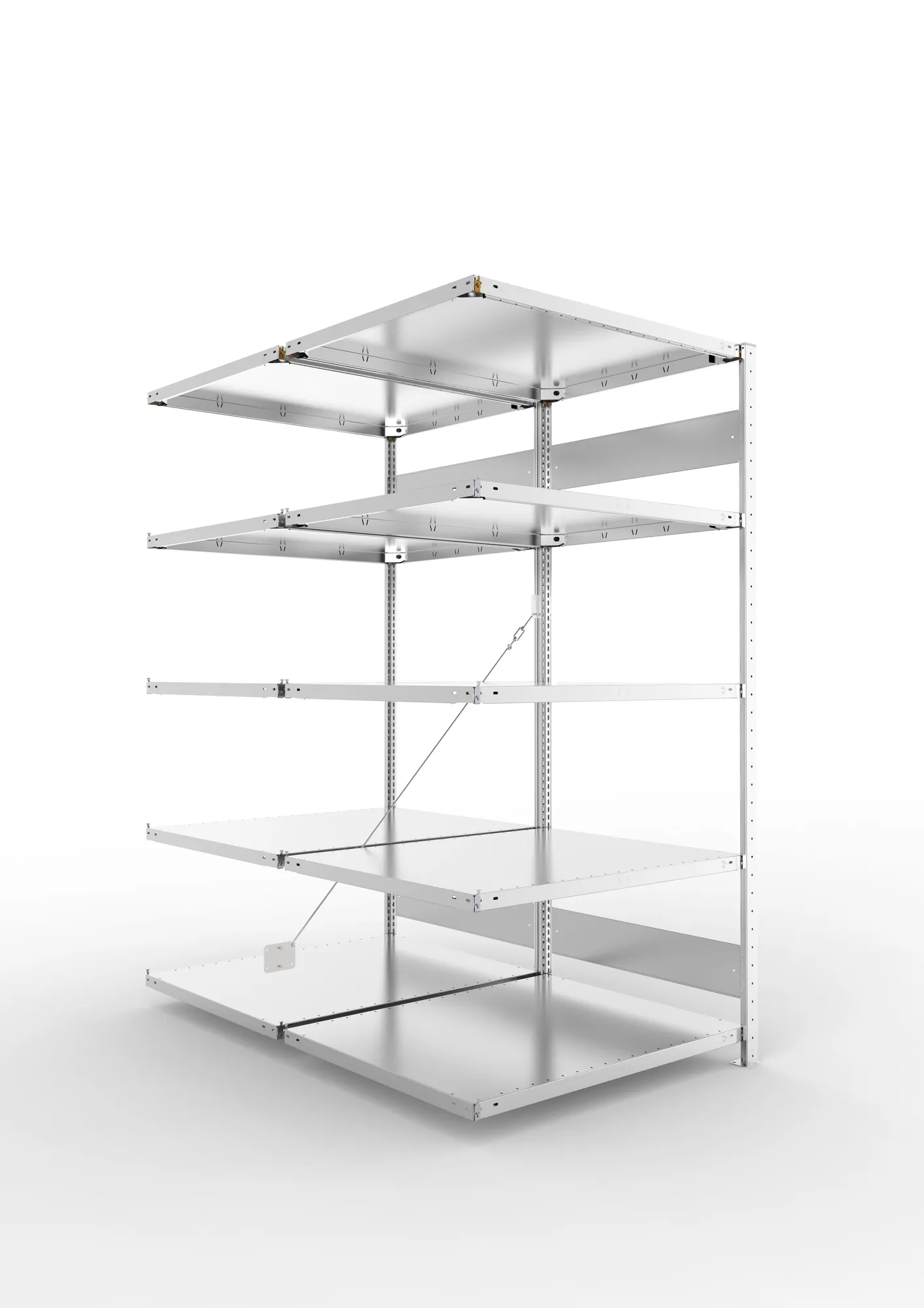 META CLIP S3 | Fachbodenregal | Doppel-Anbauregal | 2000 x 1000 x 800 mm | Fachlast 230 kg | 4+1 Ebenen | verzinkt