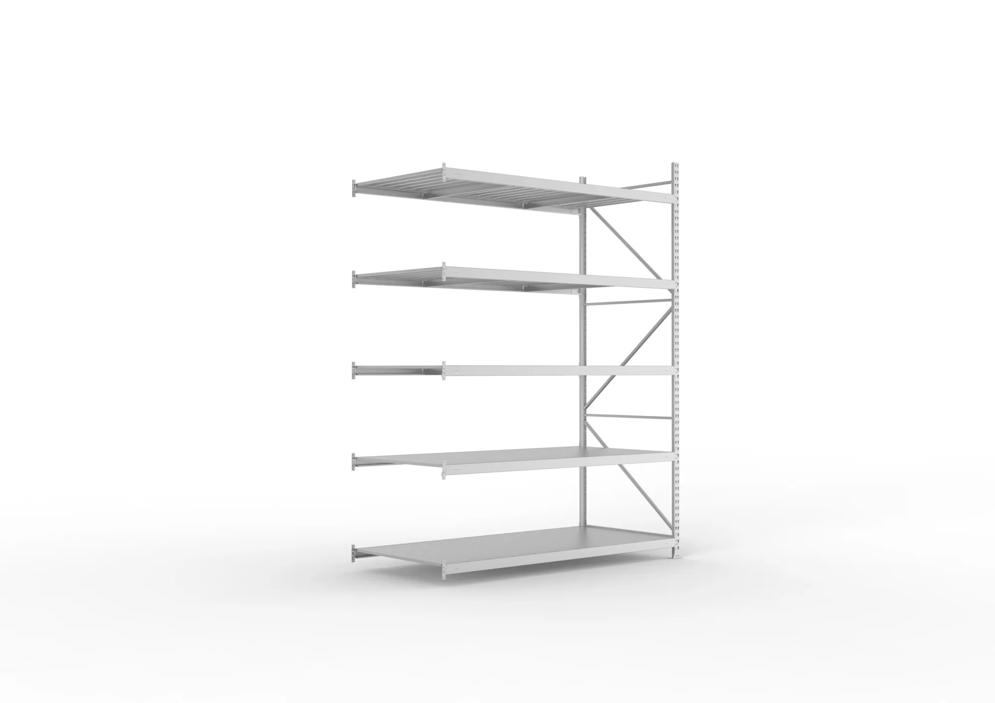 META MINI-RACK Weitspannregal | Anbauregal | 3000 x 2200 x 1050 mm | Fachlast 600 kg | Stahlpaneelböden | 5 Ebenen