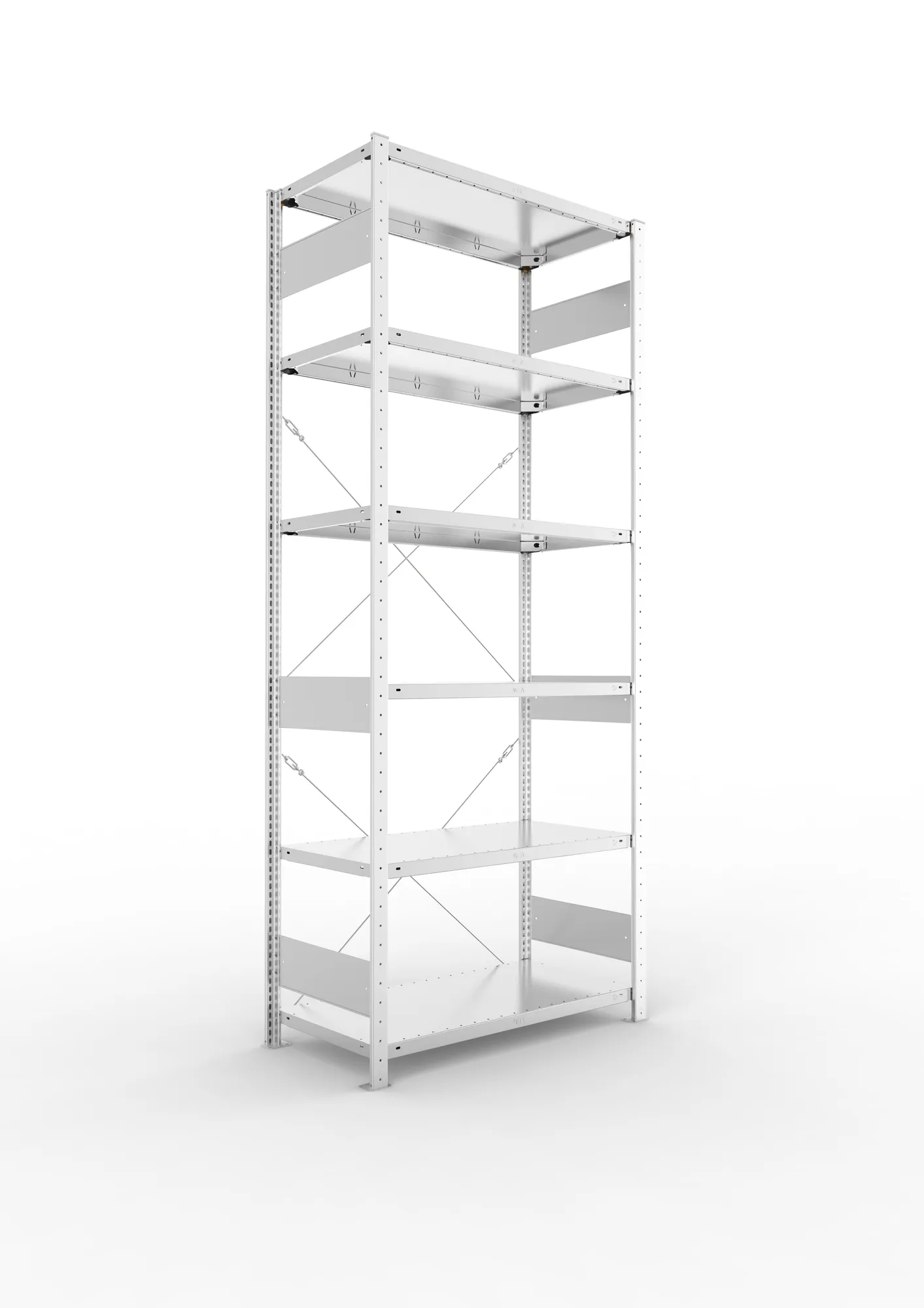 META CLIP S3 | Fachbodenregal | Grundregal | 2500 x 1000 x 500 mm | Fachlast 150 kg | 5+1 Ebenen | verzinkt