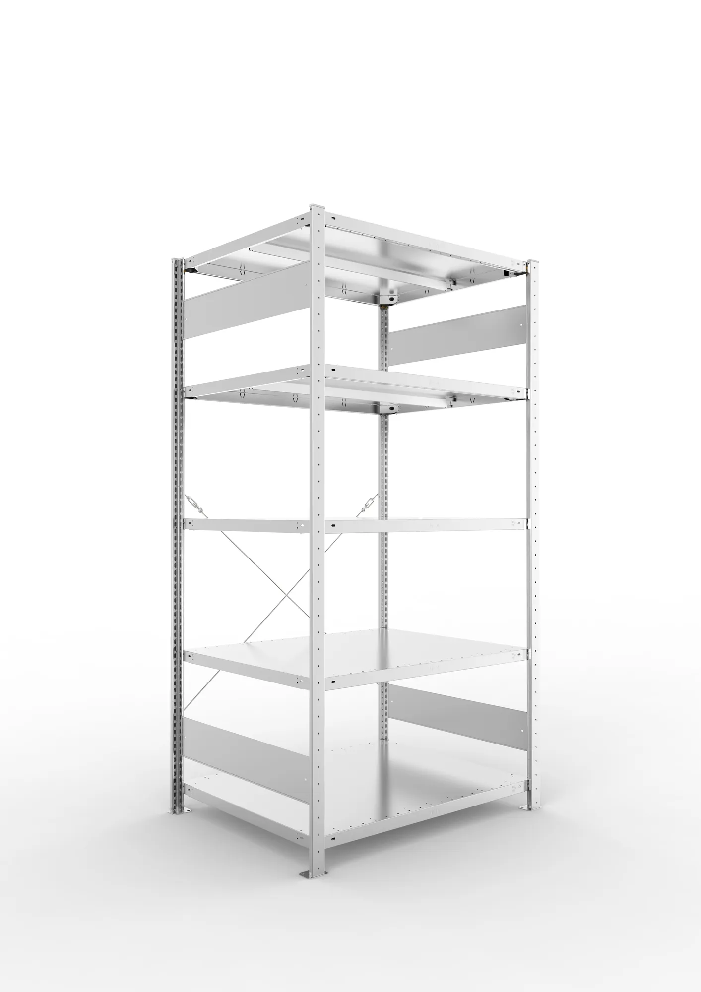META CLIP | Fachbodenregal | Grundregal | 2000 x 1000 x 800 mm | Fachlast 330 kg | 4+1 Ebenen | verzinkt