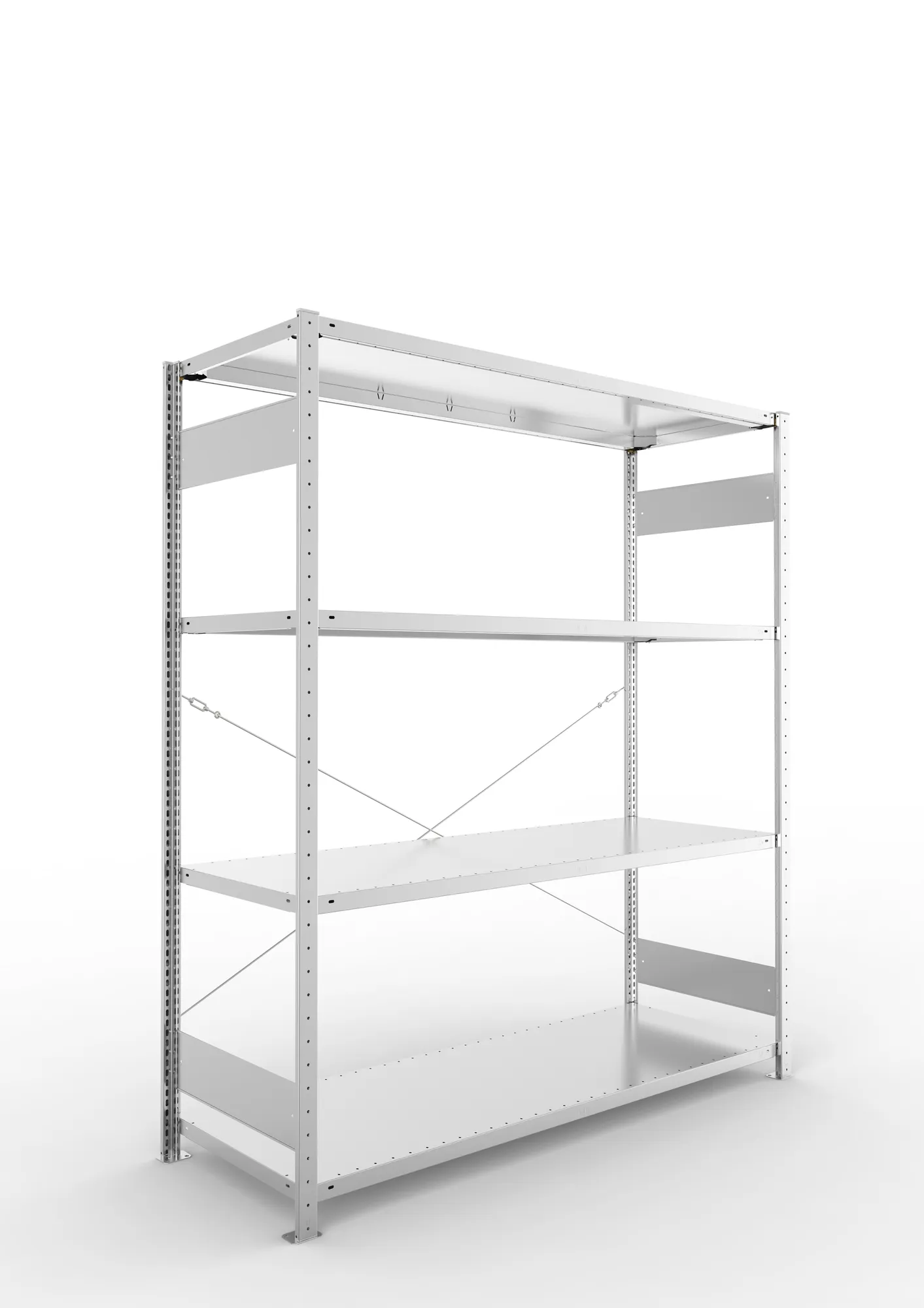 META CLIP S3 | Fachbodenregal | Grundregal | 2000 x 1700 x 600 mm | Fachlast 200 kg | 3+1 Ebenen | verzinkt