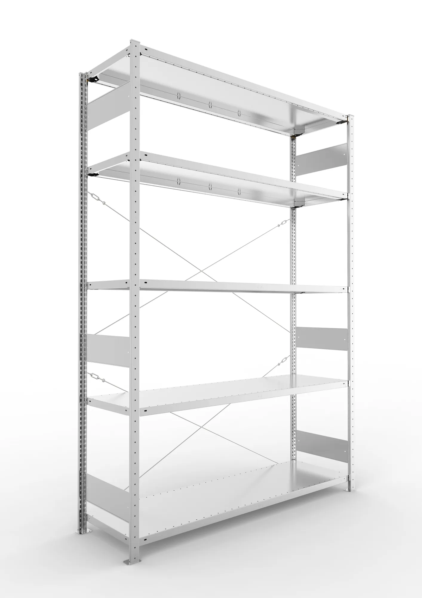 META CLIP S3 | Fachbodenregal | Grundregal | 2500 x 1700 x 500 mm | Fachlast 200 kg | 3+1 Ebenen | verzinkt