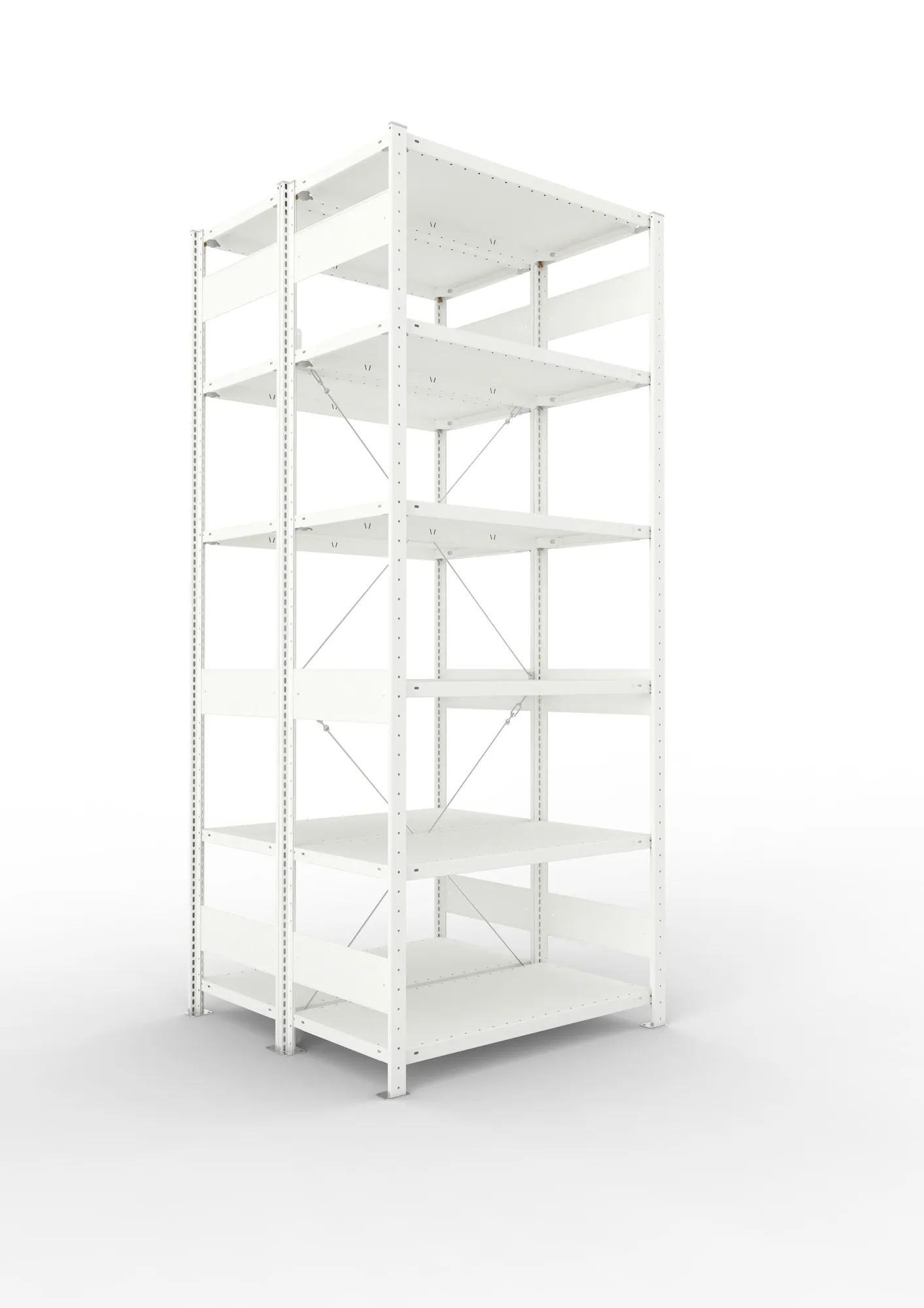 META CLIP | Fachbodenregal | Doppel-Grundregal | 2500 x 1000 x 500 mm | Fachlast 150 kg | 5+1 Ebenen | RAL 7035