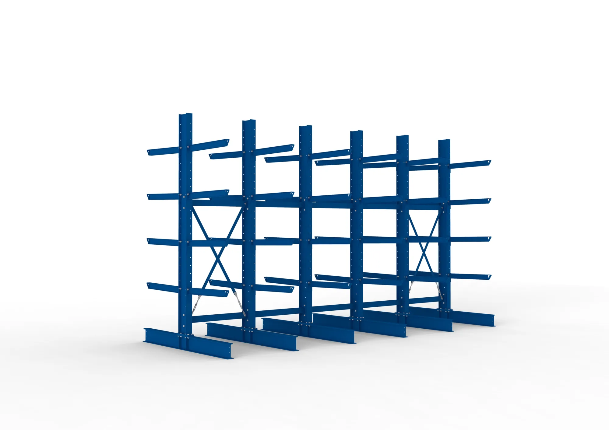 META MULTISTRONG H | Kragarmregal | 5 Felder | 3000 x 5000 x 800 mm | Armlast 630 kg | doppelseitig | 4+1 Ebenen