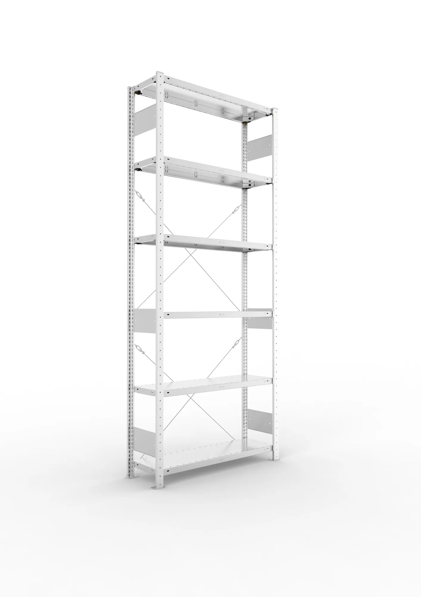 META CLIP S3 | Fachbodenregal | Grundregal | 2500 x 1000 x 300 mm | Fachlast 150 kg | 5+1 Ebenen | verzinkt