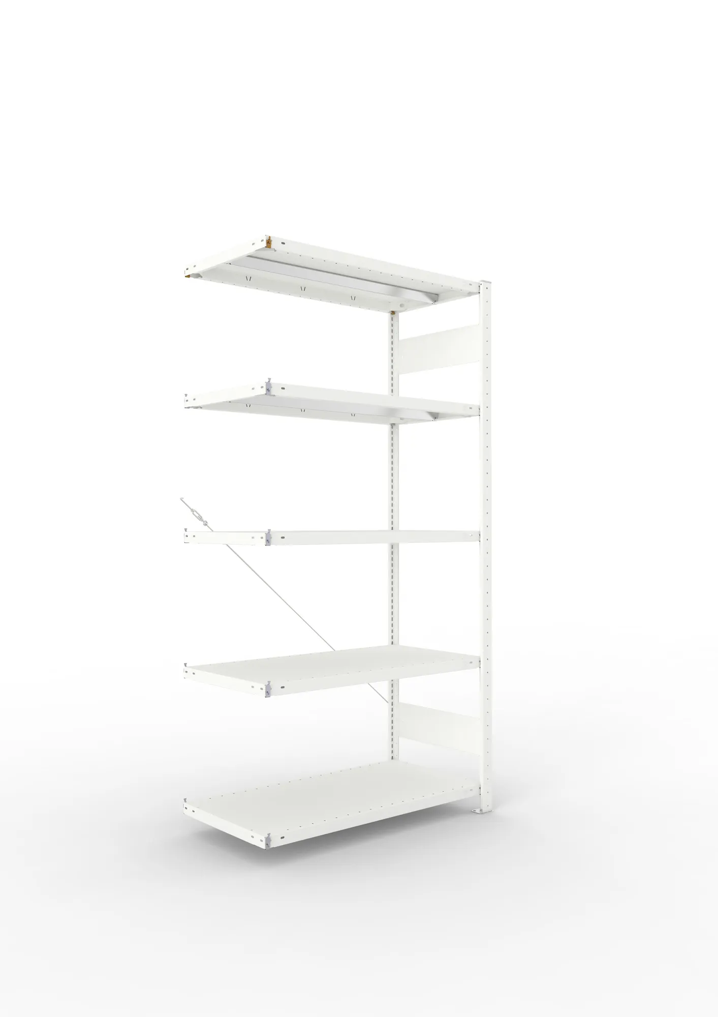 META CLIP | Fachbodenregal | Anbauregal | 2000 x 1000 x 500 mm | Fachlast 330 kg | 4+1 Ebenen | RAL 7035
