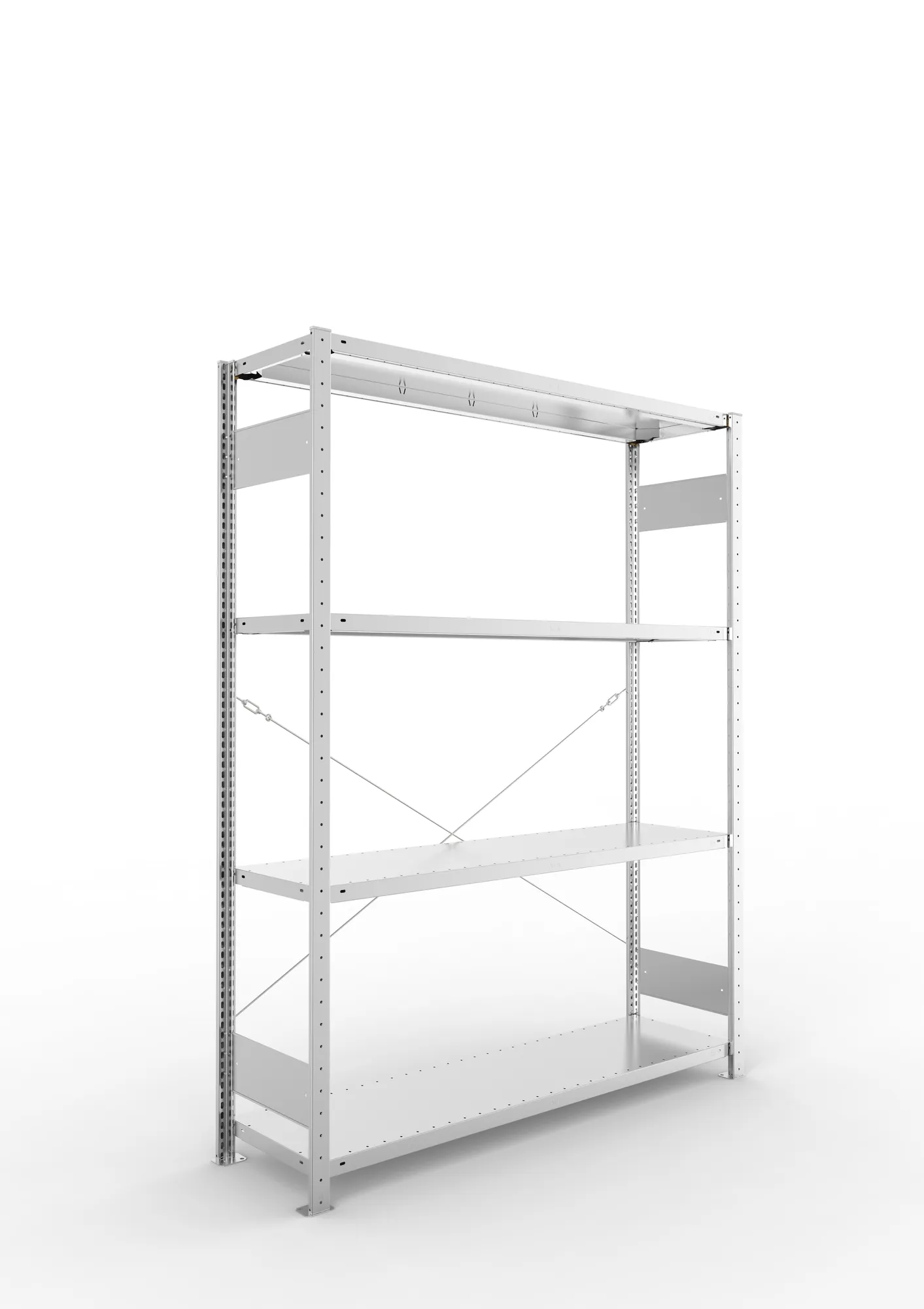 META CLIP S3 | Fachbodenregal | Grundregal | 2000 x 1500 x 400 mm | Fachlast 200 kg | 3+1 Ebenen | verzinkt