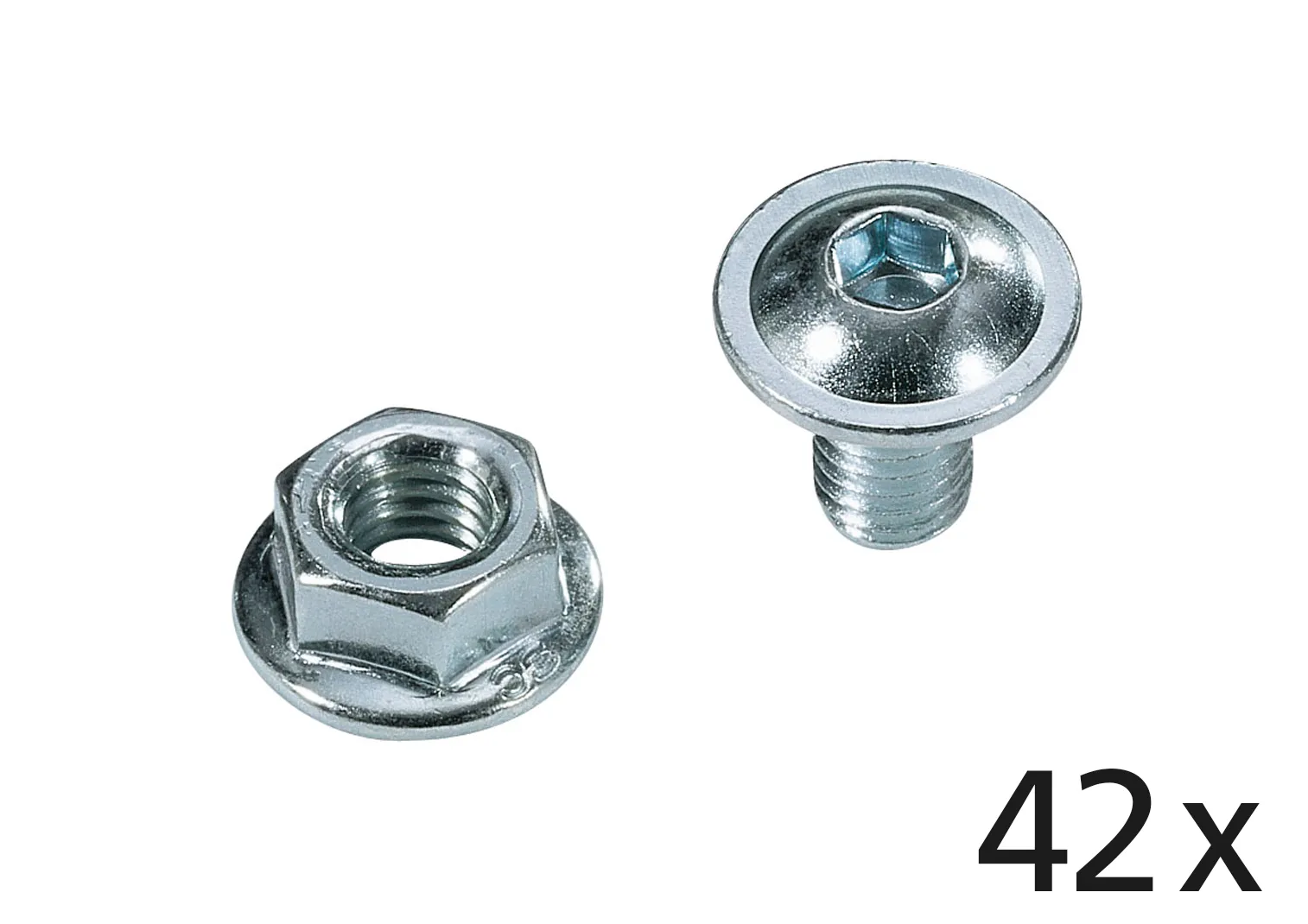 42x flanged nuts & 42x screws M6x12 galv
