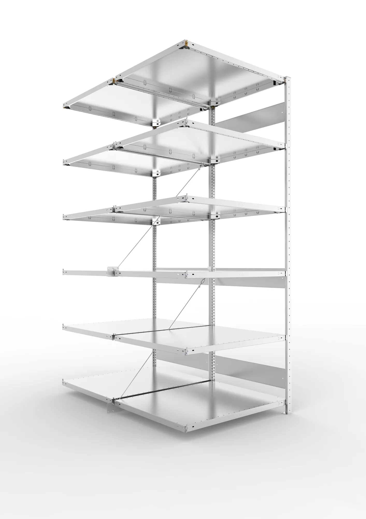 META CLIP S3 | Fachbodenregal | Doppel-Anbauregal | 2500 x 1000 x 800 mm | Fachlast 230 kg | 5+1 Ebenen | verzinkt