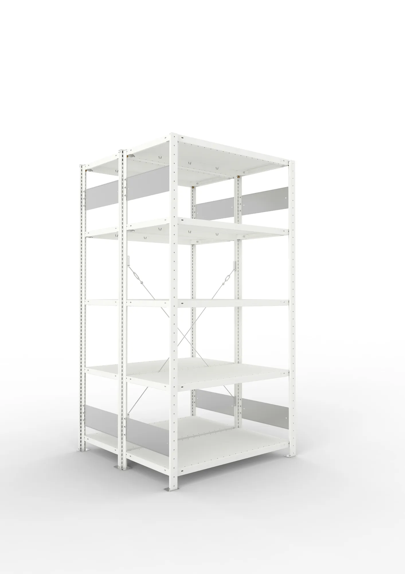 META CLIP S3 | Fachbodenregal | Doppel-Grundregal | 2000 x 1000 x 500 mm | Fachlast 150 kg | 4+1 Ebenen | RAL 7035