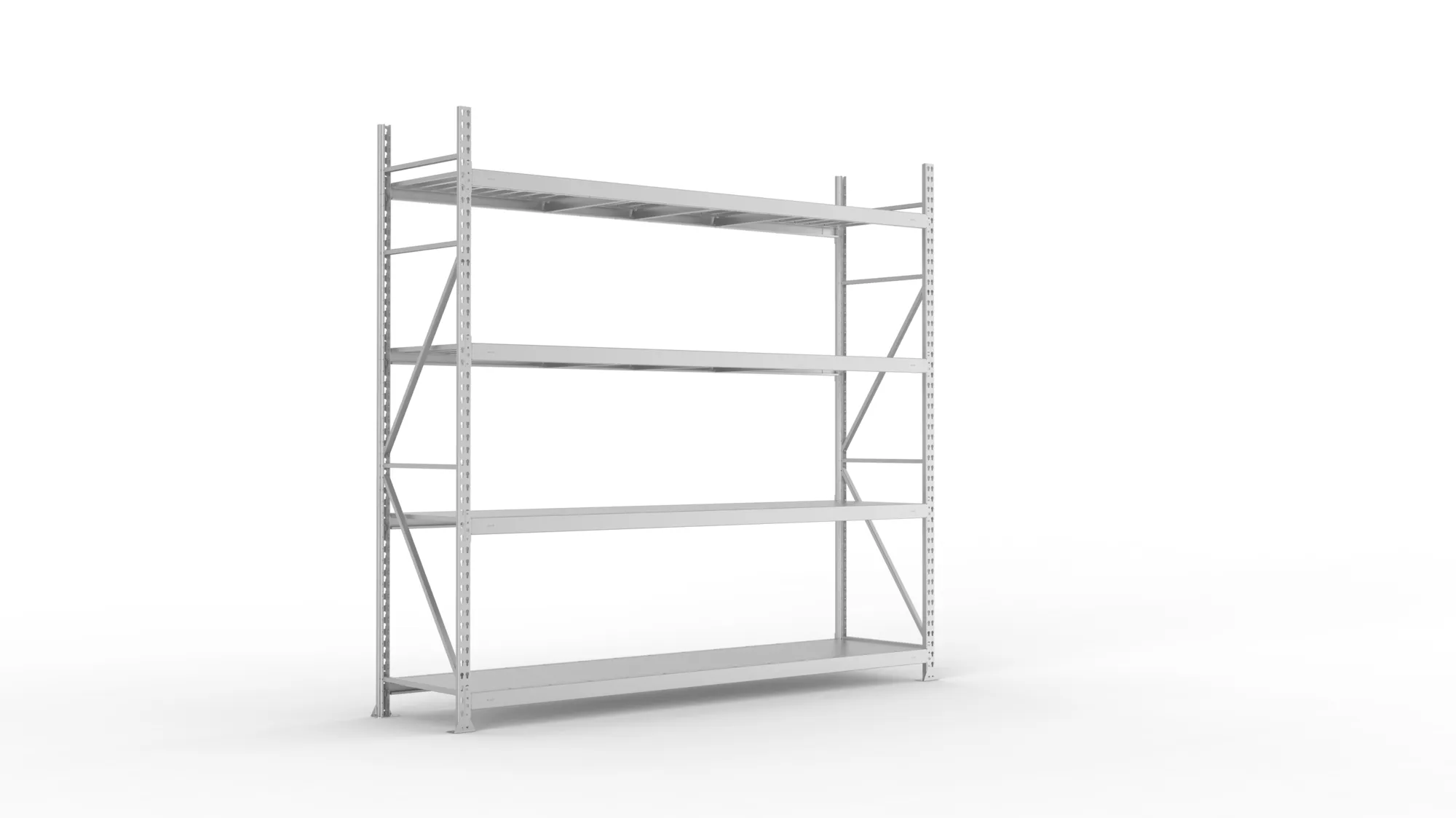 META MINI-RACK Weitspannregal | Grundregal | 2500 x 2600 x 650 mm | Fachlast 490 kg | Stahlpaneelböden | 4 Ebenen