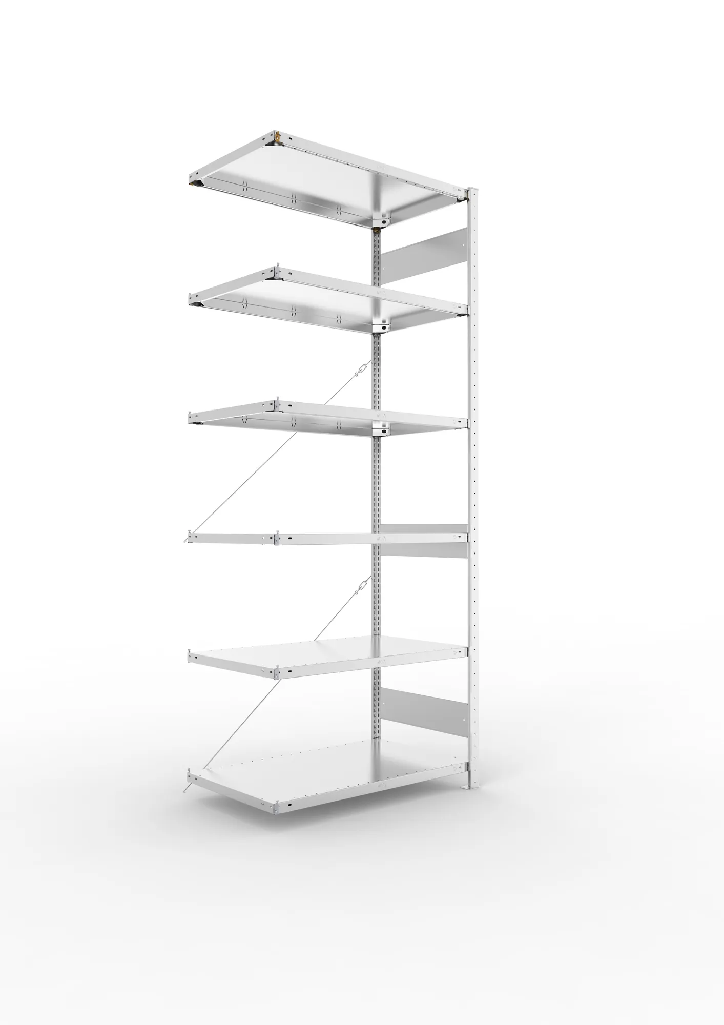 META CLIP | Fachbodenregal | Anbauregal | 2500 x 1000 x 600 mm | Fachlast 150 kg | 5+1 Ebenen | verzinkt