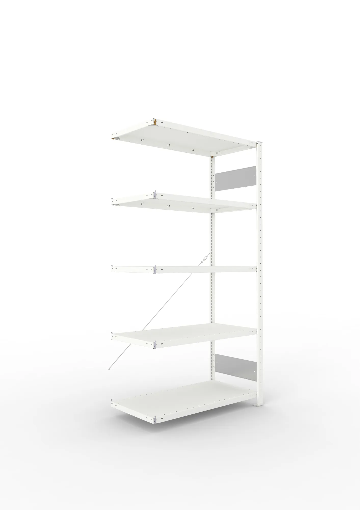 META CLIP S3 | Fachbodenregal | Anbauregal | 2000 x 1000 x 500 mm | Fachlast 150 kg | 4+1 Ebenen | RAL 7035