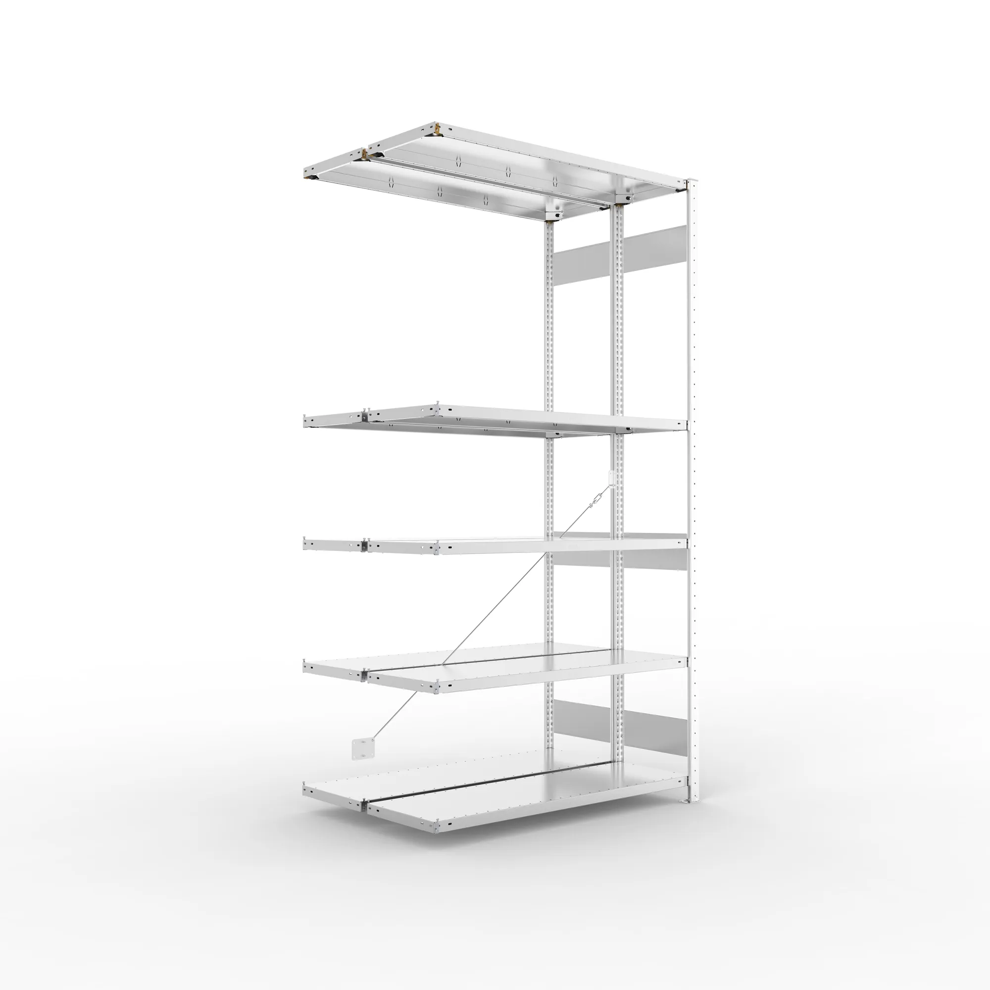 META CLIP S3 | Fachbodenregal | Doppel-Anbauregal | 2500 x 1300 x 400 mm | Fachlast 230 kg | 5+1 Ebenen | verzinkt