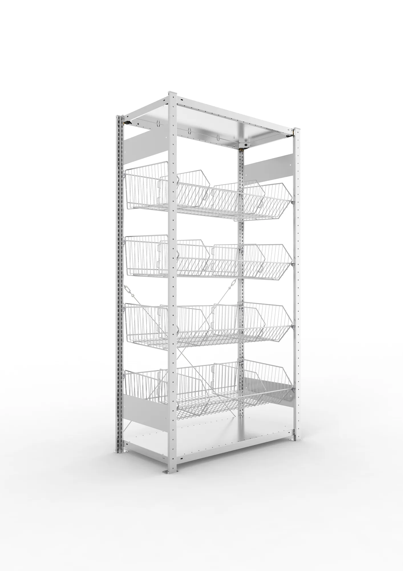 Mesh basket rack St leight 1000 x 500 galv cpl. 4 mesh baskets and  dividers