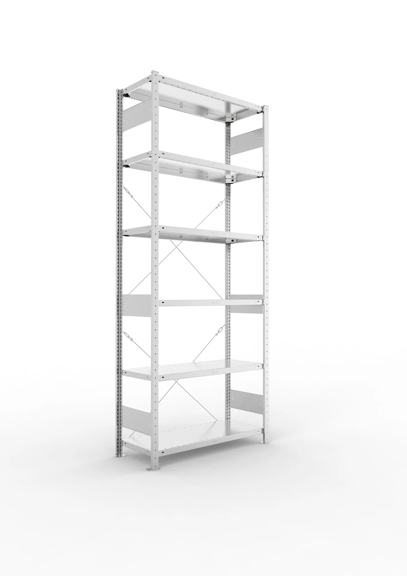 META CLIP | Fachbodenregal | Grundregal | 2500 x 1000 x 400 mm | Fachlast 150 kg | 5+1 Ebenen | verzinkt
