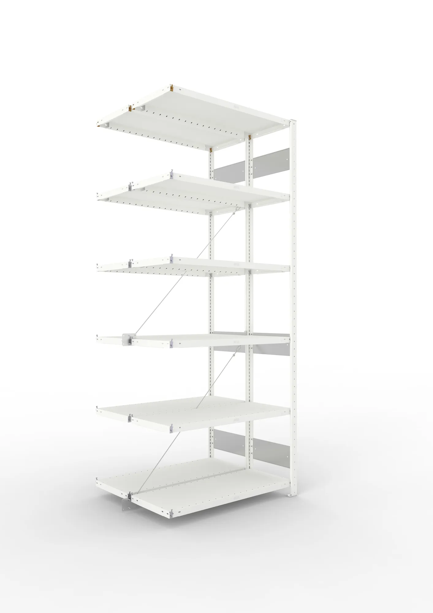 META CLIP S3 | Fachbodenregal | Doppel-Anbauregal | 2500 x 1000 x 300 mm | Fachlast 230 kg | 5+1 Ebenen | RAL 7035