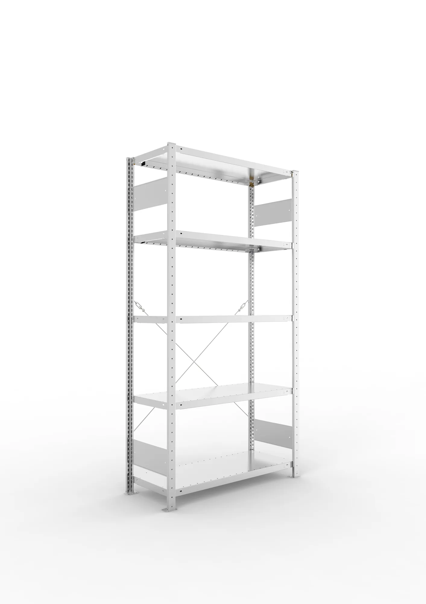 META CLIP S3 | Fachbodenregal | Grundregal | 2000 x 1000 x 400 mm | Fachlast 230 kg | 4+1 Ebenen | verzinkt