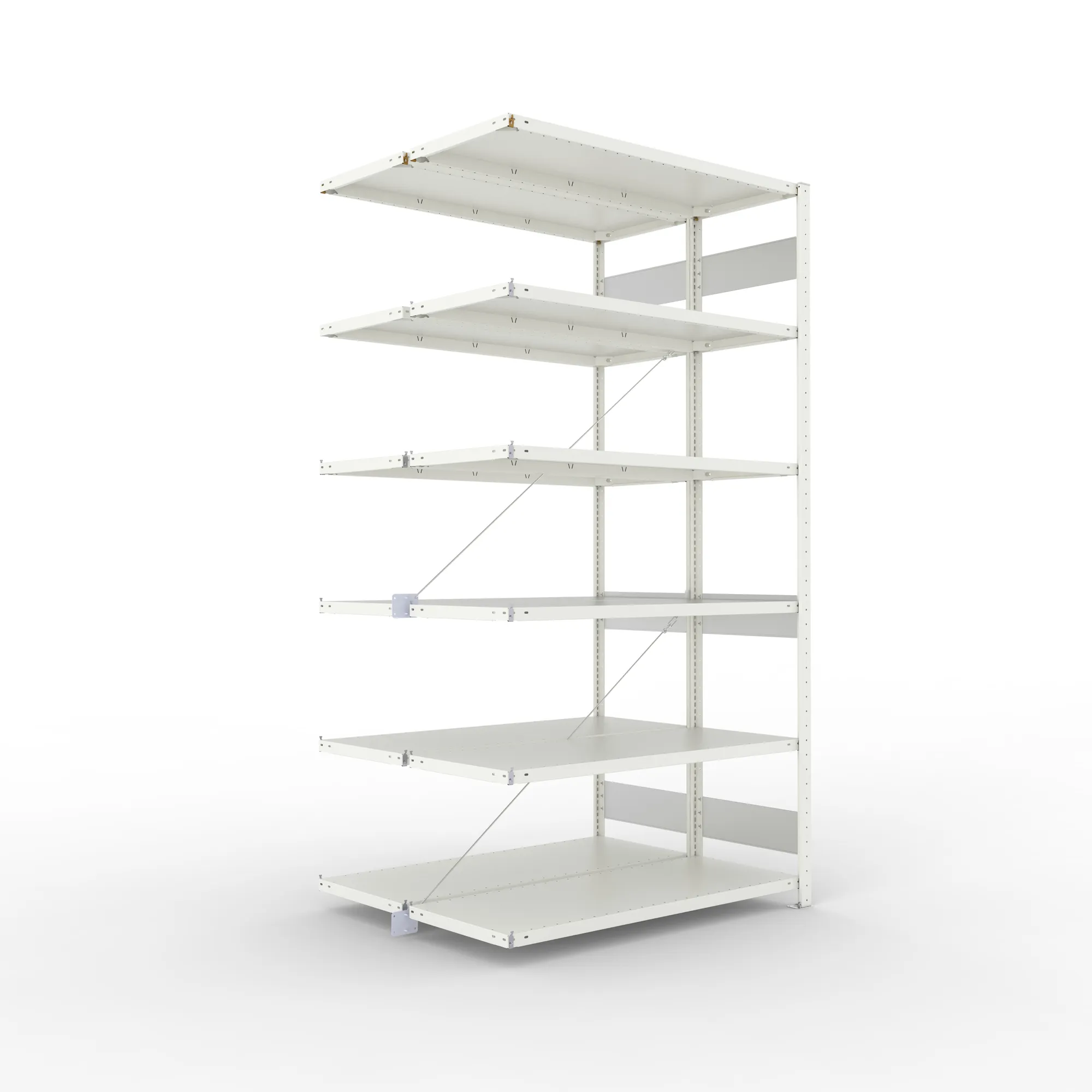META CLIP S3 | Fachbodenregal | Doppel-Anbauregal | 2500 x 1300 x 500 mm | Fachlast 230 kg | 5+1 Ebenen | RAL 7035