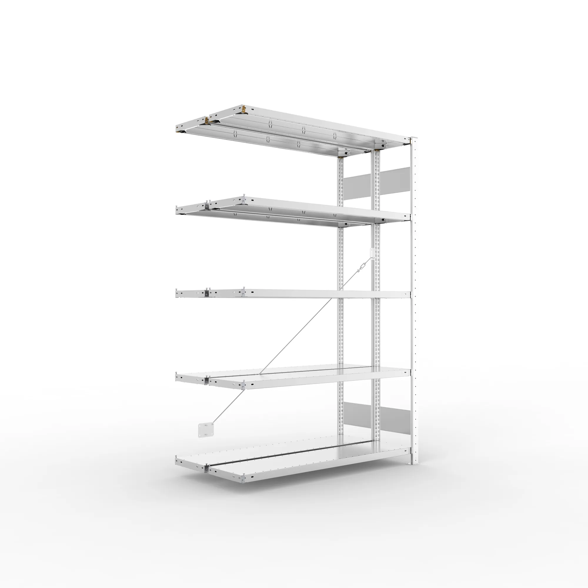 META CLIP S3 | Fachbodenregal | Doppel-Anbauregal | 2000 x 1300 x 300 mm | Fachlast 230 kg | 4+1 Ebenen | verzinkt