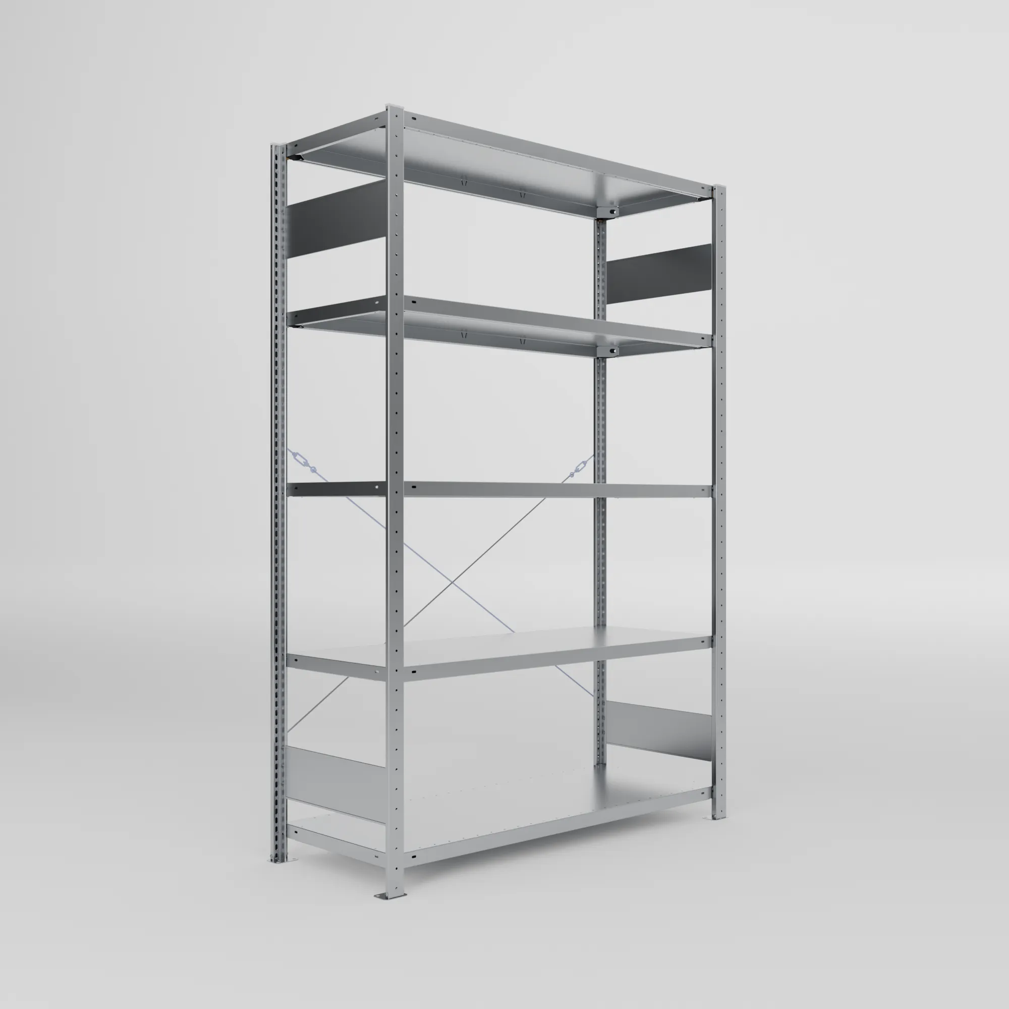 META CLIP S3 | Fachbodenregal | Grundregal | 2000 x 1300 x 500 mm | Fachlast 230 kg | 4+1 Ebenen | verzinkt