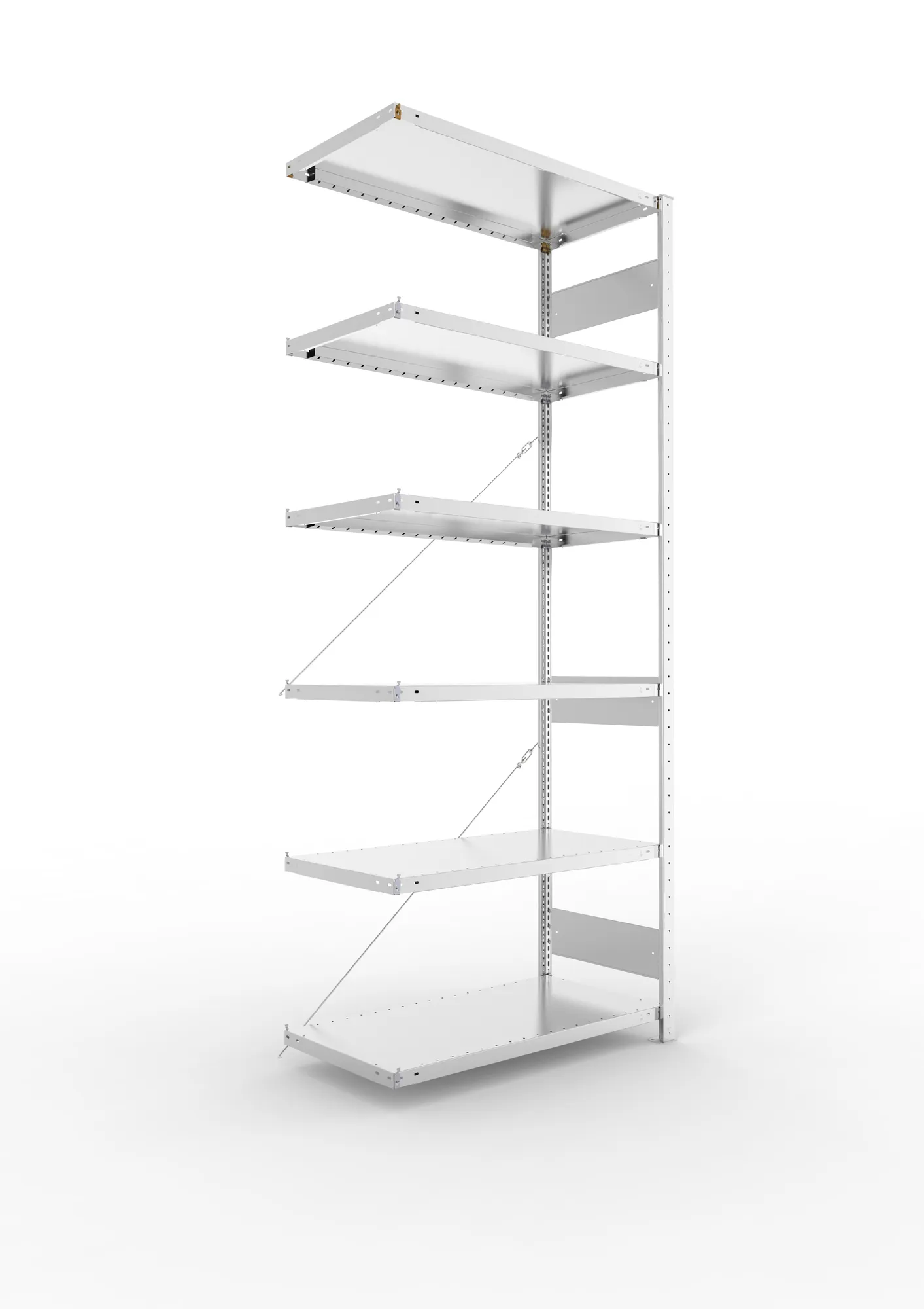 META CLIP S3 | Fachbodenregal | Anbauregal | 2500 x 1000 x 500 mm | Fachlast 230 kg | 5+1 Ebenen | verzinkt